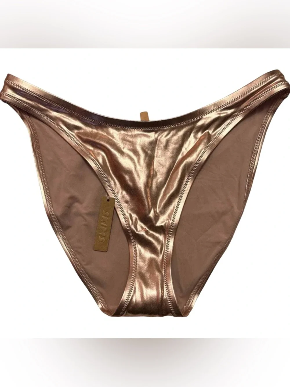 NWT Skims Metallic Champagne Swim Dipped Mid Waist Bikini Bottom Size 4X NWT